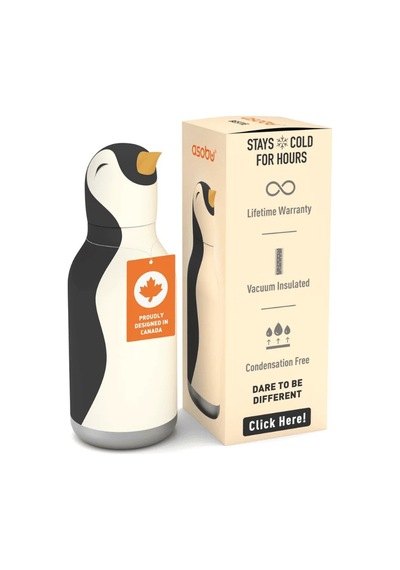 Asobu Bestie Bottle - Penguin Yalıtımlı Paslanmaz Çelik Su Şişesi, Pipetli, 460ml Çok Renkli