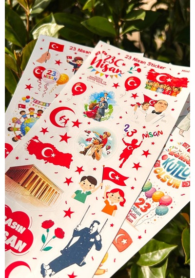23 Nisan Mini Sticker Seti 3 Sayfa Okul Etkinlik Ve Hediye Sticker Çocuk Bayramı Sınıf Hediyelk Çok Renkli