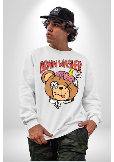 Beyin Yıkama Unisex Beyaz Sweatshirt Beyaz