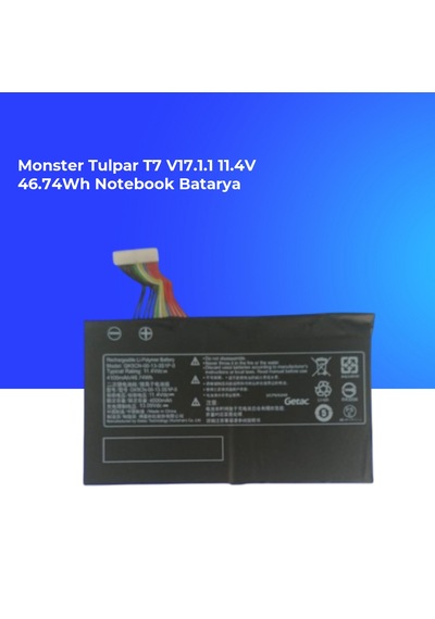 Monster Tulpar T7 V17.1.1 11.4v 46.74wh Notebook Batarya