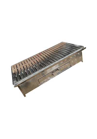Paslanmaz Kömürlü Mangal 40 X 80 Cm Çekmeceli Masaüstü Gri