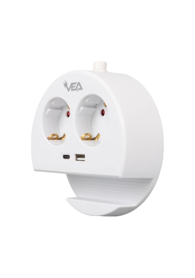 Vea 2'li Telefon Standlı 1 Adet Usb 1 Adet Type-c Girişli 3680 Watt 16 Amper 1.5 Metre Kablolu Anahtarlı Çoklu Priz Golyat Fiş Priz
