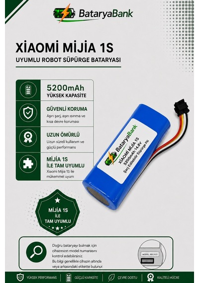 Mii Mijia 1s Robot Süpürge Bataryası 14.8v 5200mah Li-ion Yüksek Kapasiteli Uyumlu Pil