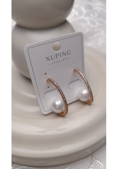 Uzel Xuping Küpe Çelik, Zirkon Taşlı, Yuvarlak Halka Küpe, Zarif Ilgi Çekici Şık Çelik Küpe Rose Gold