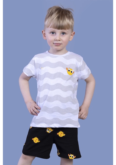 Toontoy Kids Toontoy Erkek Çocuk Dalga Desenli Şortlu Takım Su Yeşili
