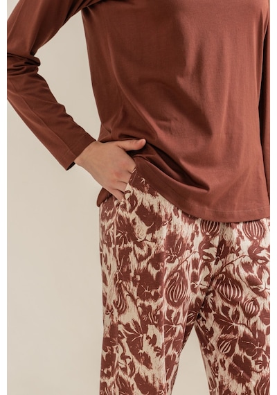 Pierre Cardin Kadın Kahverengi Uzun Kol Pijama Takım Pc9264-s-v1 Pc9264-s-v1