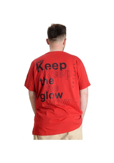 Mode Xl Büyük Beden Erkek T-Shirt Keep The Glow 23149 Kırmızı 001 Mode Xl Büyük Beden Erkek T-Shirt Keep The Glow 23149 Kırmızı 001