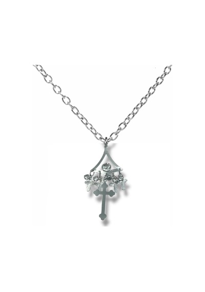 Gotik Haç Figürlü Unisex Kolye 60 Cm Zincirli, Alternatif Metal Takı Çelik