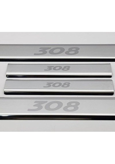 Peugeot 308 Krom Kapı Eşiği 4 Parça Paslanmaz Çelik