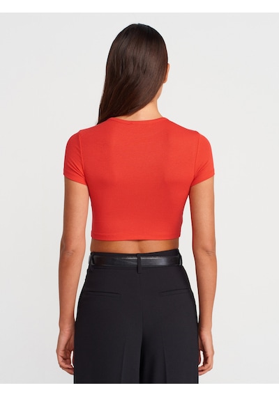 Dilvin 31104 Modal Crop Top-kırmızı Kırmızı