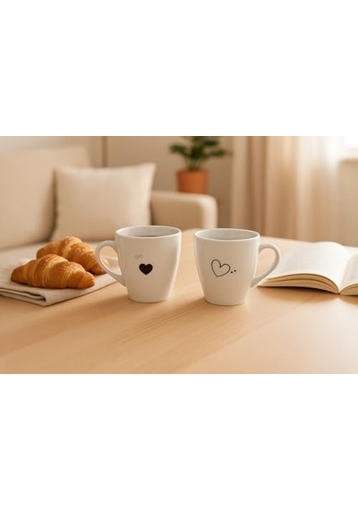 Porselen Pretty 2 Parça Mug Bardak 000 Açık Krem