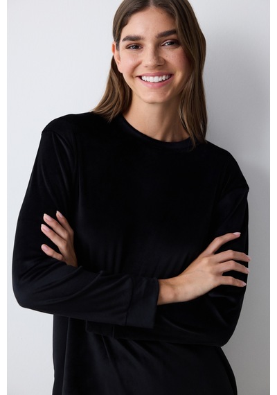 Penti Black Fuzzy Solid Siyah Sweatshirt Siyah Siyah