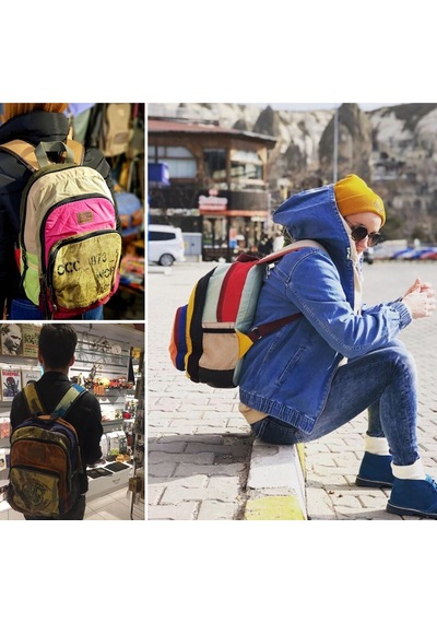 5017 Mor Neon Yeşil Sırt Okul Seyahat 15.6 Laptop Günlük Çanta