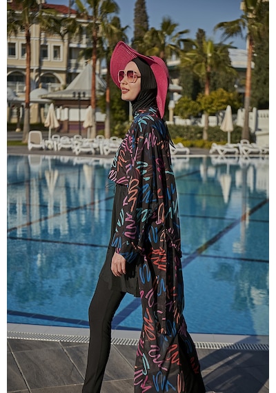 Remsa Neon Şifon Kimono Pareo Rms-rp013-26 Siyah