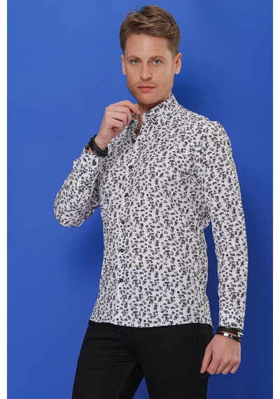 Efor G 1546 Slim Fit Beyaz Klasik Gömlek Beyaz