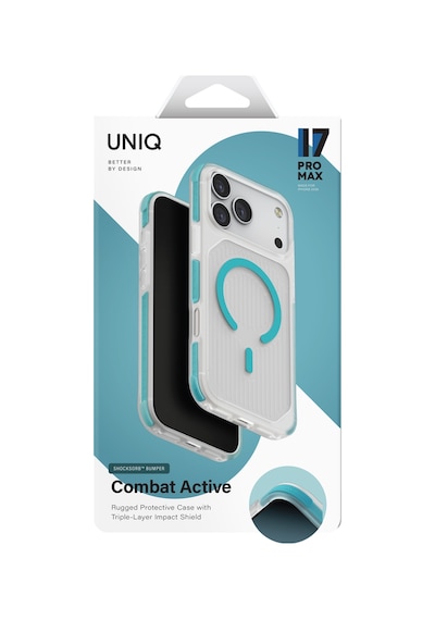 Apple Uyumlu iPhone 17 Pro Max Kılıf Combat Active Bilek Kayışı İle Kolay Taşıma Üç Katmanlı Koruyucu Kapak Turkuaz