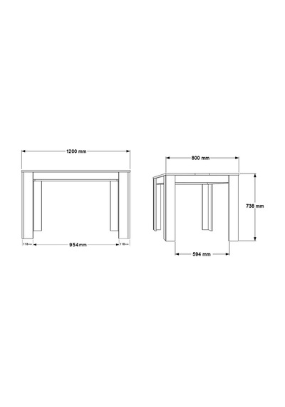 Aven Yemek Masası 120x80 Sepet-beyaz Ave21-sw Sepet Ceviz - Beyaz