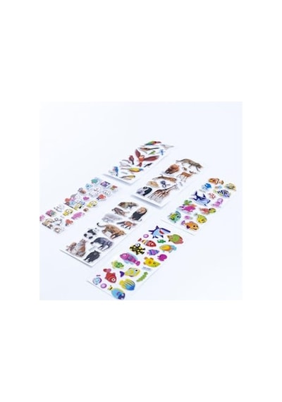 6 Adet Kabartmalı Yapışkan Sticker, Hayvanlar Alemi Abanoz