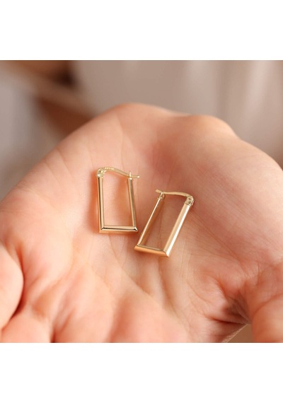 Sembol Gold Altın Halka Küpe Rectangle 2.0 cm
