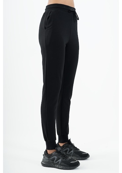 Maraton Sportswear Regular Kadın Ribana Paça Basic Siyah Eşofman Altı 22181-siyah Siyah