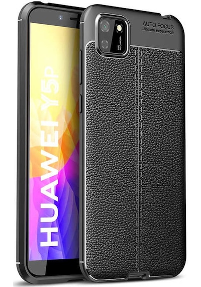 Huawei Y5p Kılıf Niss Deri Desenli Silikon Kılıf Siyah