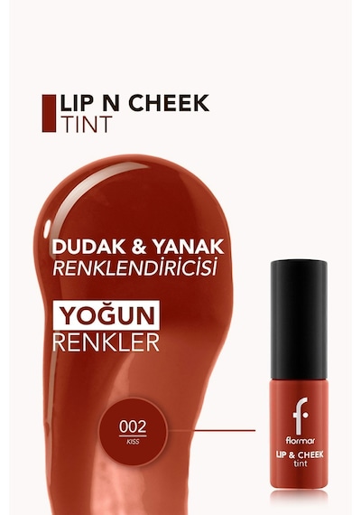 Flormar Lip & Cheek Gün Boyu Kalıcı Çok Amaçlı Tint 002 Kiss Lip&Cheek