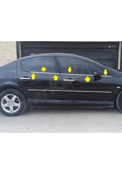 Peugeot 407 Krom Cam Çıtası 2004-2010 4 Parça Paslanmaz Çelik