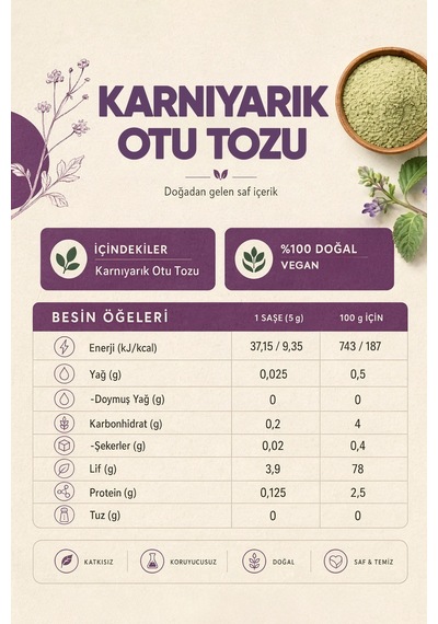 Karnıyarık Otu Psyllium Tozu 30 Saşe X 5 Gr