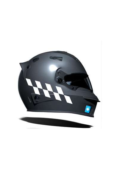 Süt Beyaz Damalı Kask Motosiklet Sticker Takımı Çınar Extreme