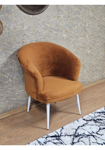 Zafir Tekli Teddy Beyaz Boyalı Sivriltme Ayak Çay Seti Koltuk Tekli Berjer , Balkon, Salon, Ofis Kiremit