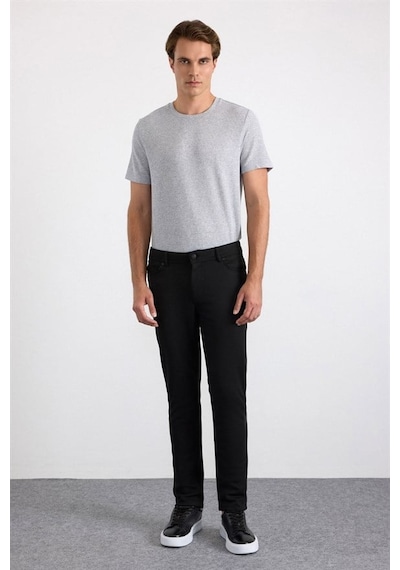 Süvari Siyah Slim Karışık Desen Armürlü Normal Bel Casual Pantolon Pn2020500767-s09