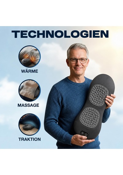 Curesleep - Üçlü Füzyon Masajı, Curesleep Masajı, Titreşim, Isıtma, Şişirme Ve Söndürme, Ergonomik Tasarım, Hafızalı Köpük Gri
