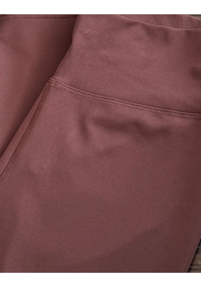 Alya Underwear Diz Altı Kapri Tayt Yüksek Bel Likralı Parlak Dalgıç Kumaş, Antrasit Füme Kahverengi