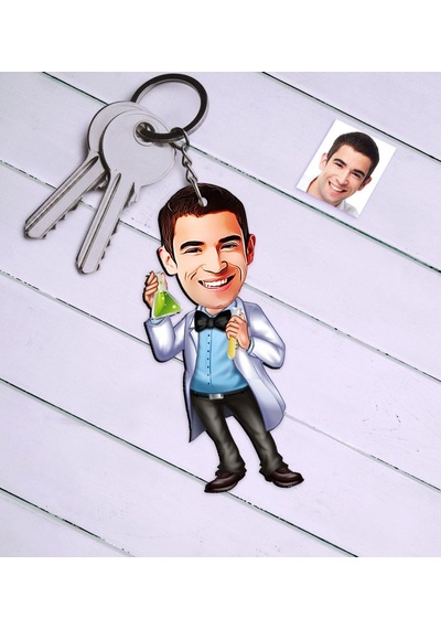 Kişiye Özel Bay Kimya Öğretmeni Karikatür Anahtarlık - 3