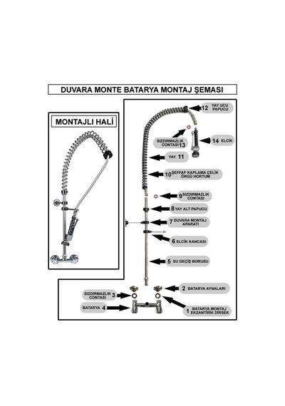 Duvara Monte Bulaşık Duş Spreyi Ünitesi