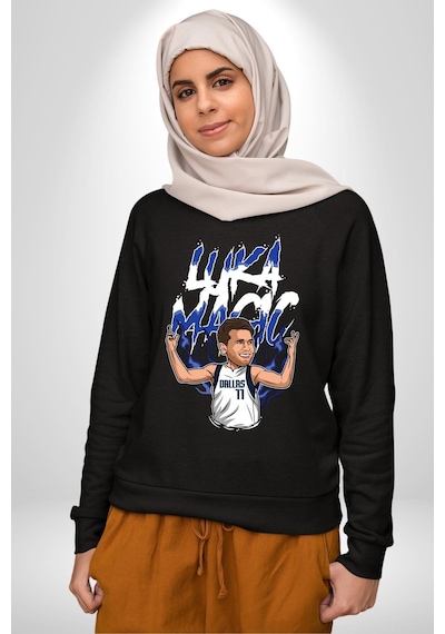 Luka Luka Doncic Basketboll Dallas Unisex Siyah Sweatshirt Siyah