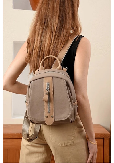 Just Polo Kadın Orta Boy Ayarlanabilir Askılı Şık Lakost Sırt Çantası Shopper Bej