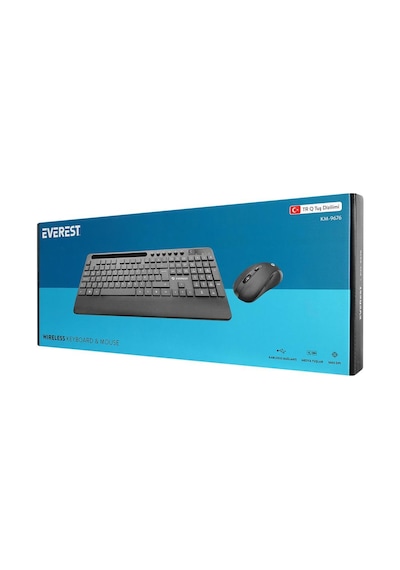 Everest Km-9676 Siyah Multimedya Tablet-telefon Standlı Klavye + Mouse Set Optik