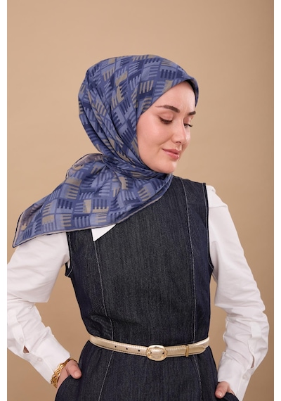 Silk Home Yaz Esintisi Eşarp 150001-13 İndigo, Yeşil Bej, Eflatun