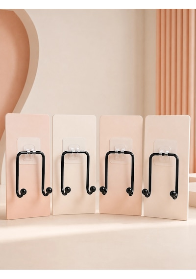 4'lü Duvar Tipi Yapışkanlı Askı Pratik Ev Ve Banyo Askılık Seti Renkli