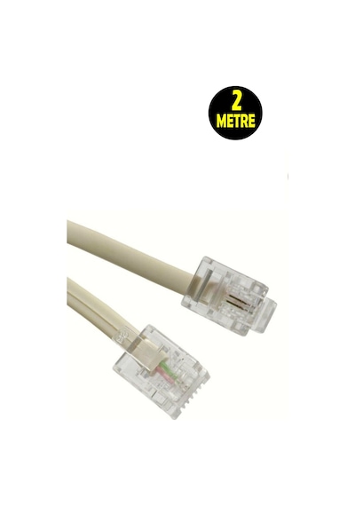 2 Metre Modem Adsl Vdsl Ara Kablosu Rj11 Hat Bağlantı Telefon Kablosu
