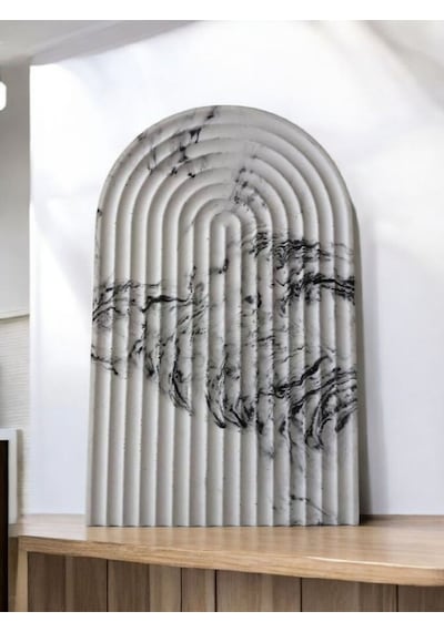 Marble Archade Serisi Antrasit Dekoratif Beton Sunum Tepsisi Ve Servis Tabağı Gri