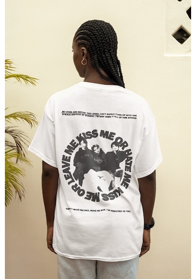 Sevbano Stray Kids Kiss Me Or Hate Me Sırt Baskılı Unisex Oversize Müzik Beyaz