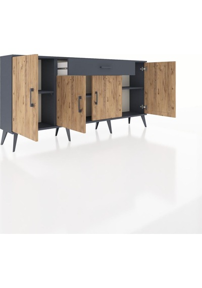 Arges Konsol 3 Raflı Tek Çekmeceli 4 Kapaklı 176x30x83 Antrasit-çam/antrasit Çam/antrasit Arges Konsol 3 Raflı Tek Çekmeceli 4 Kapaklı 176x30x83 Antrasit-çam/antrasit Çam/antrasit