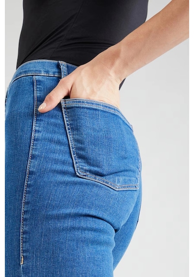 Mid Blue Yüksek Bel Skinny Fit Jean Likralı Cepsiz Tayt Pantolon Çok Renkli