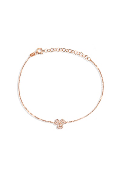 Zirkon Taşlı Gümüş Üç Yapraklı Yonca Bileklik - B054901