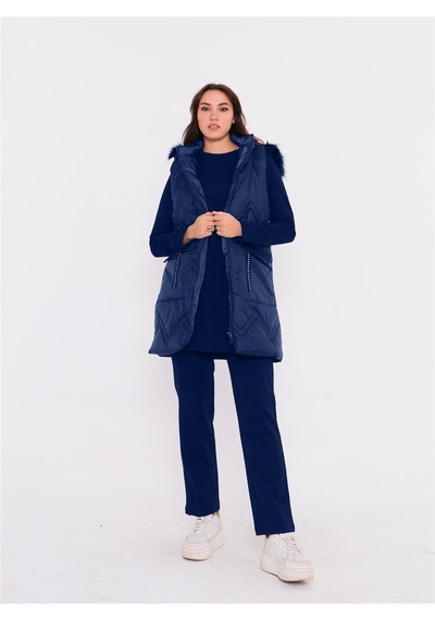 Bwest Sarah Kapşonlu Şişme Yelekli Spor Üçlü Takım - 70030 - İndigo-15 İndigo