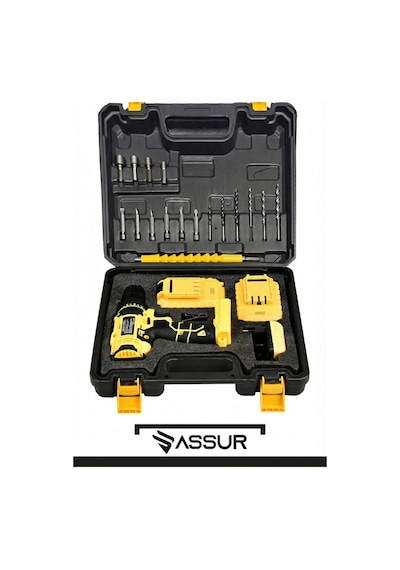 12V Çift Akülü Metal Şanzıman Taşıma Çantalı Led Işıklı Akülü Vidalama Şarjlı Matkap -