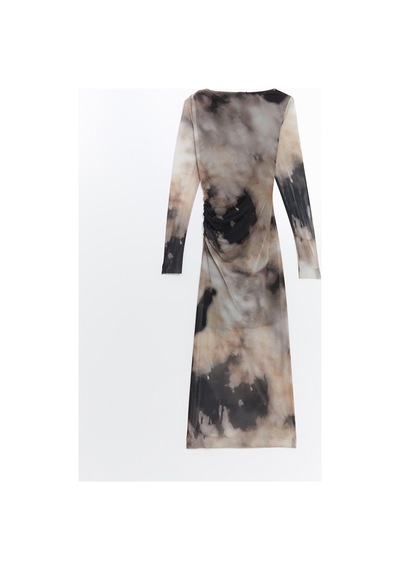 Lcw Vision Karışık Bisiklet Yaka Batik Desenli Kadın Bodycon Elbise Çok Renkli
