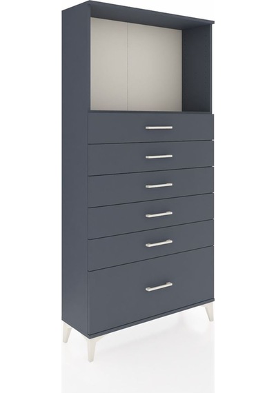 Arges Dolap Tek Raflı 6 Çekmeceli 88x30x182 Antrasit-antrasit Antrasit